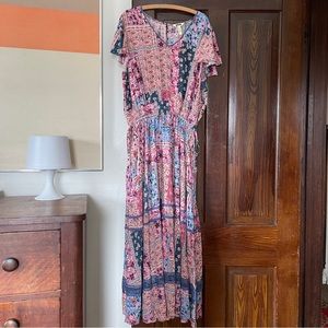 Matilda Jane- The Wildlife Maxi Floral Patchwork Dress w/ Pockets, Size XXL